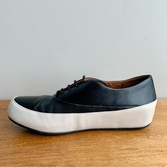 Fitflop Black Leather Sneakers with Cream Sole - Picture 12 of 12